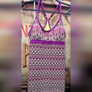 Swimdress / Sundress with Strappy Back - Purple & Fuchsia